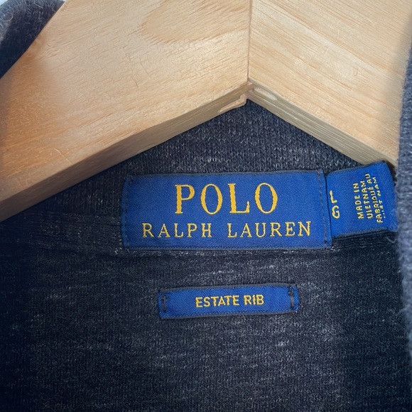 Polo by Ralph Lauren Men's Estate Rib 1/4 Zip Sweater Charcoal L - Picture 4 of 7